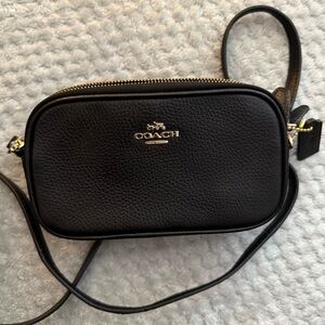 Coach black Crossbody Pouch in Polished Pebble Leather